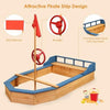 Image of Costway Swings & Playsets Wooden Pirate Sandboat Covered Sandboxes w/Bench Seat by Costway 0796914883128 48172569