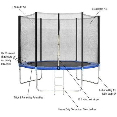 Costway Trampoline 10 ft Combo Bounce Jump Safety Trampoline with Spring Pad Ladder by Costway 6971191092805 78614903 10 ft Combo Bounce Jump Safety Trampoline Spring Pad Ladder Costway