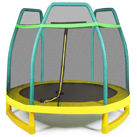 Costway Trampoline Green 7 ft Kids Trampoline with Safety Enclosure Net by Costway 7461759783546 76810427-G 7 ft Kids Trampoline with Safety Enclosure Net by Costway SKU 76810425