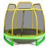 Image of Costway Trampoline Yellow 7 ft Kids Trampoline with Safety Enclosure Net by Costway 7461759783546 76810426-Y 7 ft Kids Trampoline with Safety Enclosure Net by Costway SKU 76810425