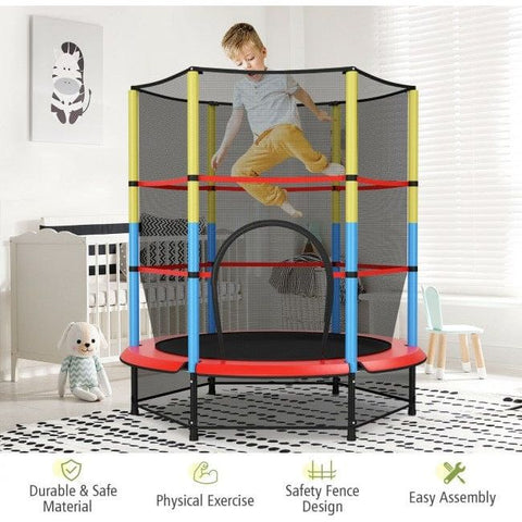 Costway Trampolines 55 Inches Kids Trampoline Recreational Bounce Jumper with Safety Enclosure Net by Costway 781880236108 34512609 55" Kids Trampoline Recreational Bounce Safety Enclosure Net Costway