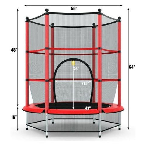 Costway Trampolines 55" Youth Jumping Round Trampoline with Safety Pad Enclosure by Costway 55" Youth Jumping Round Trampoline Safety Enclosure Costway 27560384