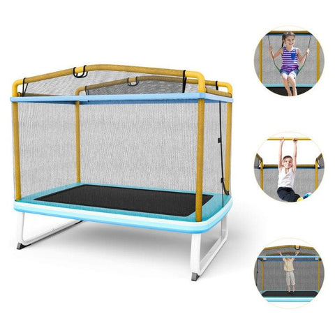 Costway Trampolines 6 Feet Rectangle Trampoline with Swing Horizontal Bar and Safety Net by Costway 96732841 6 Feet Rectangle Trampoline with Swing Horizontal Bar and Safety Net