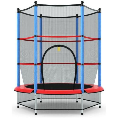 Costway Trampolines Blue 55" Youth Jumping Round Trampoline with Safety Pad Enclosure by Costway 6952938366724 27560384 55" Youth Jumping Round Trampoline Safety Enclosure Costway 27560384
