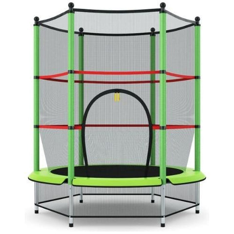 Costway Trampolines Green 55" Youth Jumping Round Trampoline with Safety Pad Enclosure by Costway 759921635906 27560385-G 55" Youth Jumping Round Trampoline Safety Enclosure Costway 27560384