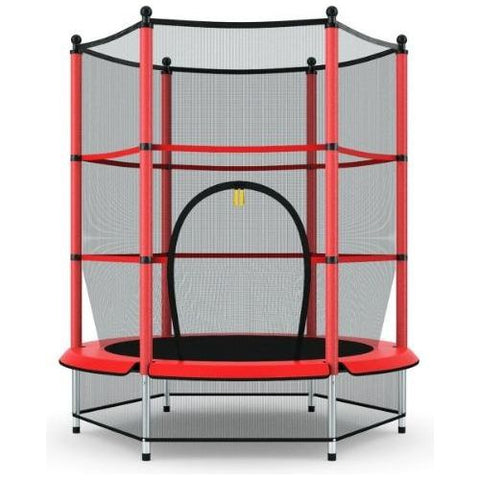 Costway Trampolines Red 55" Youth Jumping Round Trampoline with Safety Pad Enclosure by Costway 7335697206378 27560386-R 55" Youth Jumping Round Trampoline Safety Enclosure Costway 27560384