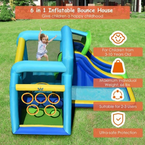 Costway Water Parks & Slides 5 In 1 Kids Inflatable Climbing Bounce House by Costway Inflatable Bounce House Castle Water Slide with Climbing Wall Costway