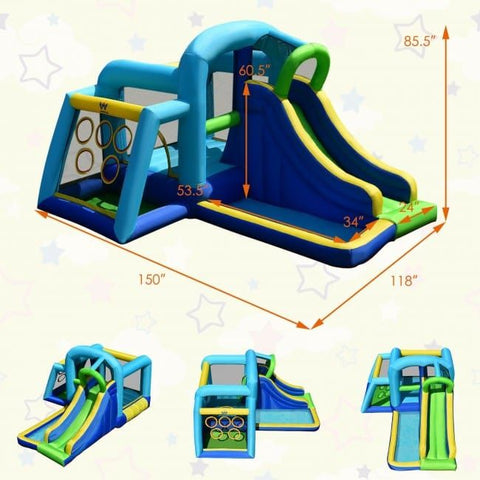 Costway Water Parks & Slides 5 In 1 Kids Inflatable Climbing Bounce House by Costway Inflatable Bounce House Castle Water Slide with Climbing Wall Costway