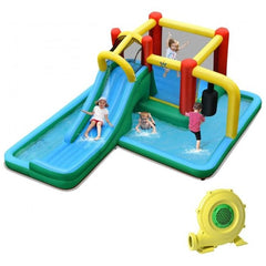 Inflatable Water Slide Climbing Bounce House with Tunnel and Blower by Costway