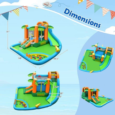 Costway Water Parks & Slides Inflatable Water Slide Park with Upgraded Handrail without Blower by Costway 781880250623 97132850 Inflatable Water Slide Park with Upgraded Handrail without Blower