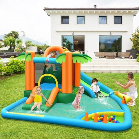 Costway Water Parks & Slides Inflatable Water Slide Park with Upgraded Handrail without Blower by Costway 781880250623 97132850 Inflatable Water Slide Park with Upgraded Handrail without Blower