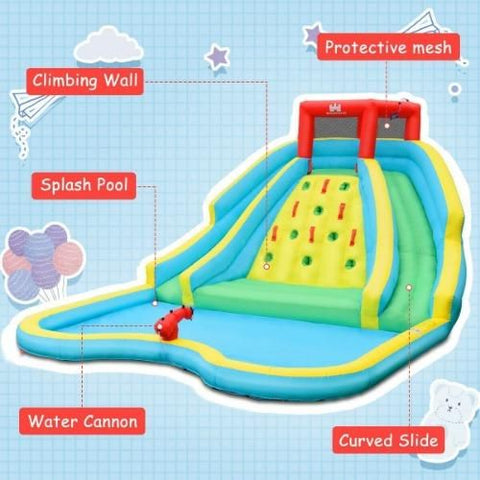 Costway Water Slides Double Side Inflatable Water Slide Park with Climbing Wall by Costway
