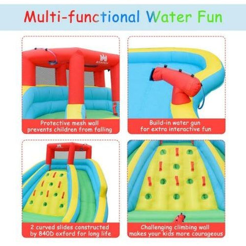 Costway Water Slides Double Side Inflatable Water Slide Park with Climbing Wall by Costway
