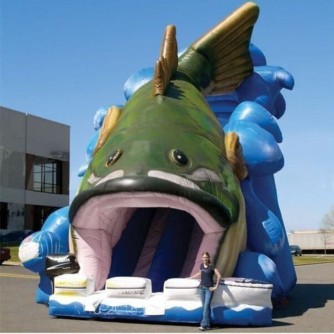 Cutting Edge Inflatable Bouncers 33'H Giant Bass Dual Slide by Cutting Edge S070301 24'H Wally Whale Jr. Water Slide by Cutting Edge SKU#S150301