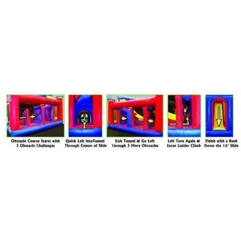 eInflatables Inflatable Bouncers 16'H 70 Backyard Castle Obstacle Course 781880287711 553 16'H 70 Backyard Castle Obstacle Course by eInflatables SKU# 553  	