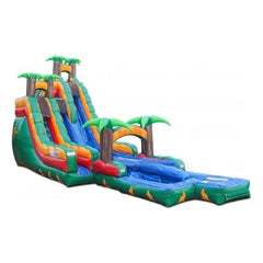 eInflatables Water Parks & Slides 20'H Tropical Ice with Straight Pool by eInflatables 10'H Blazing Tropic 2 Lane Run N Splash by eInflatables 5180
