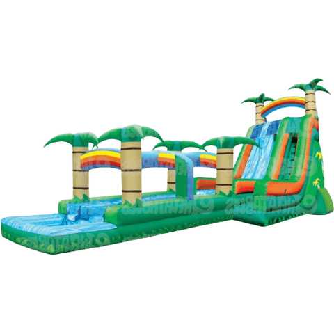 eInflatables Water Parks & Slides 32'H Tropical 2 Lane Run N Splash Combo by eInflatables 781880269472 708 32'H Tropical 2 Lane Run N Splash Combo by eInflatables SKU#708