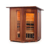 Image of 4 Person Corner Rustic Canadian Cedar Sauna Indoor by Enlighten Infrared Saunas