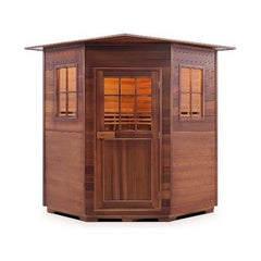 3 Person Corner MoonLight Canadian Cedar Sauna by Enlighten Infrared Saunas