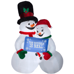 Gemmy Inflatables Christmas Inflatables 10' Snowman Couple Holding "Snuggle is Real" Banner by Gemmy Inflatables 086786888896 112789 10' Snowman Couple Holding "Snuggle is Real" Banner SKU# 112789