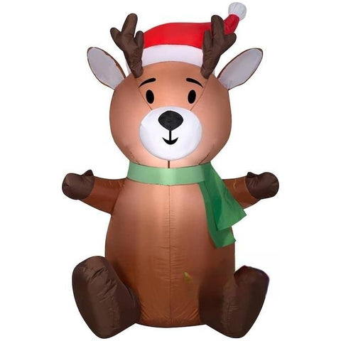 Gemmy Inflatables Christmas Inflatables 3 1/2' Christmas Reindeer Wearing Santa Hat by Gemmy Inflatables 781880212355 110909-3723737