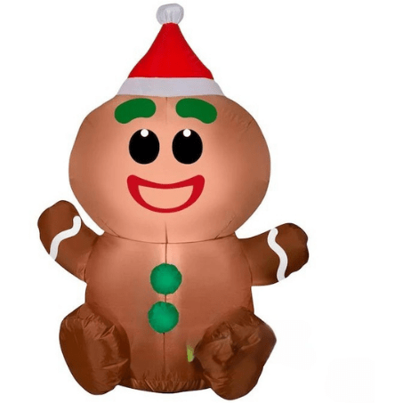 Gemmy Inflatables Christmas Inflatables 3 1/2' Gemmy Airblown Inflatable Christmas Gingerbread Man Sitting Wearing Santa Hat by Gemmy Inflatables 781880213338 119194-3723724 3 1/2' Gingerbread Man Sitting Wearing Santa Hat by Gemmy Inflatables 