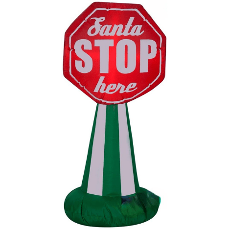 Gemmy Inflatables Christmas Inflatables 3 1/2' Inflatable "Santa Stop Here" Sign by Gemmy Inflatables 781880207856 111931