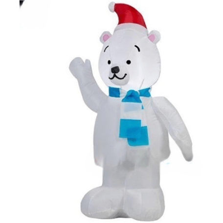 Gemmy Inflatables Christmas Inflatables 3 1/2' Polar Bear w/ Blue Scarf and Santa Hat by Gemmy Inflatable 3 1/2' Christmas Reindeer with a Santa hat and Striped Scarf