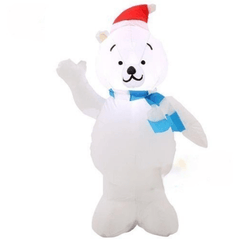 Gemmy Inflatables Christmas Inflatables 3 1/2' Polar Bear Wearing Santa Hat & Blue Striped Scarf by Gemmy Inflatable 781880208679 36713