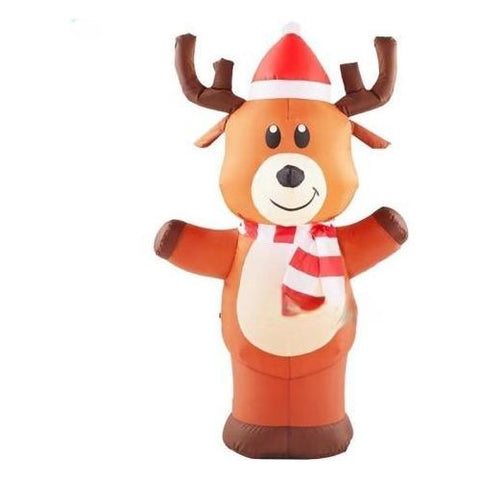 Gemmy Inflatables Christmas Inflatables 3 1/2'  Reindeer with a Santa hat and Striped Scarf by Gemmy Inflatable 117570 3 1/2' Christmas Reindeer with a Santa hat and Striped Scarf