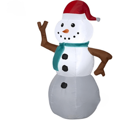Gemmy Inflatables Christmas Inflatables 3 1/2' Snowman w/ Stick Arms and Santa Hat by Gemmy Inflatable 113384 3 1/2' Snowman Stick Arms and Santa Hat Gemmy Inflatable