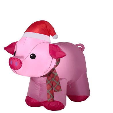 Gemmy Inflatables Christmas Inflatables 3' Christmas Pig w/ Scarf and Santa Hat by Gemmy Inflatable 111927 3' Christmas Pig w/ Scarf and Santa Hat by Gemmy Inflatable SKU 111927