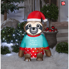 3' Christmas Sloth in Christmas Pajamas by Gemmy Inflatable