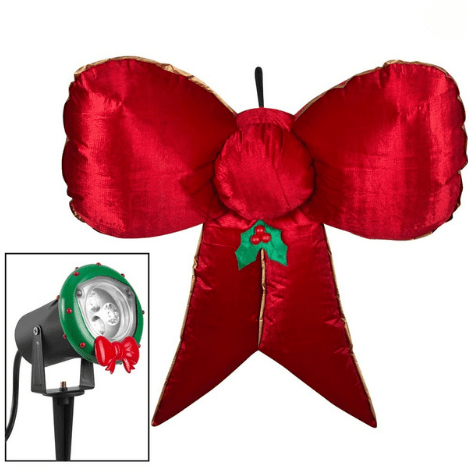 Gemmy Inflatables Christmas Inflatables 4 1/2' Gemmy Airblown Inflatable Mixed Media METALLIC Projection Hanging Red/Gold Christmas Bow by Gemmy Inflatable 114870 4 1/2' Gemmy Airblown Inflatable Mixed Media METALLIC Gemmy Inflatable