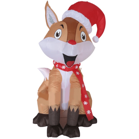 Gemmy Inflatables Christmas Inflatables 4' Christmas Fox w/ Santa hat and Scarf by Gemmy Inflatable QM2015O0985-120 4' Christmas Fox w/ Santa hat and Scarf by Gemmy Inflatable SKU# QM2015O0985-120