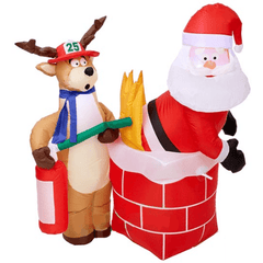 Gemmy Inflatables Christmas Inflatables 4' Santa in Chimney on Fire w/ Reindeer Firefighter by Gemmy Inflatables 87191 4' Santa in Chimney on Fire w/ Reindeer Firefighter Gemmy Inflatables