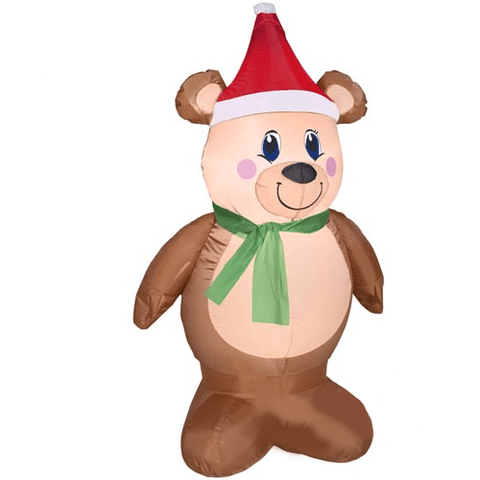 Gemmy Inflatables Christmas Inflatables 4' Teddy Bear wearing Green Scarf and Santa Hat by Gemmy Inflatables 670211 - 36791 L 4' Teddy Bear wearing Green Scarf and Santa Hat by Gemmy Inflatables SKU# 670211 - 36791 L