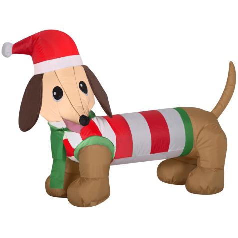 Gemmy Inflatables Christmas Inflatables 4' Weiner Dog in Winter Outfit by Gemmy Inflatable 191245166504 116650 4' Weiner Dog in Winter Outfit by Gemmy Inflatable SKU# 116650