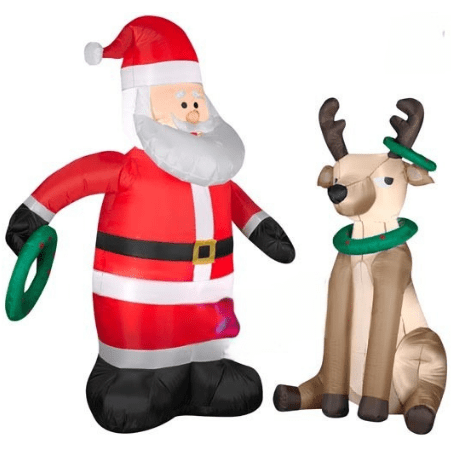 Gemmy Inflatables Christmas Inflatables 5 1/2' Santa Tossing Rings On Reindeer by Gemmy Inflatables 781880208600 89364