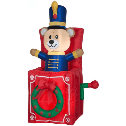 Gemmy Inflatables Christmas Inflatables 5' Animated Pop-up Teddy Bear in a Jack in the Box by Gemmy Inflatable 114603