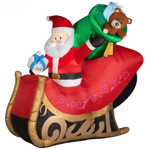 Gemmy Inflatables Christmas Inflatables 6 1/2' Santa Claus in Sleigh w/ Gift Sack w/ Micro LEDs by Gemmy Inflatable 119835