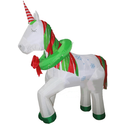 Gemmy Inflatables Christmas Inflatables 6' Christmas Unicorn w/ Wreath by Gemmy Inflatables INF-511866-51186 6' Christmas Unicorn w/ Wreath by Gemmy Inflatables SKU# INF-511866-51186