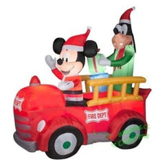 Gemmy Inflatables Christmas Inflatables 6' Disney Mickey Mouse And Goofy In Vintage Fire Truck by Gemmy Inflatables 781880206750 87931 6' Disney Mickey Mouse And Goofy Vintage Fire Truck Gemmy Inflatables