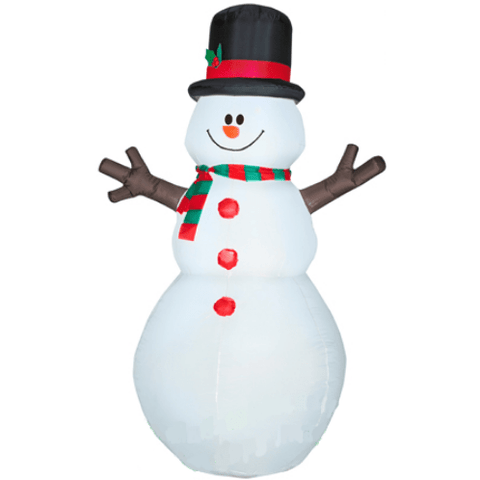 Gemmy Inflatables Christmas Inflatables 6' Snowman w/ Stick Arms Wearing Green and Red Scarf And Top Hat! by Gemmy Inflatables 86519 6' Snowman w/ Stick Arms Wearing Green and Red Scarf And Top Hat!