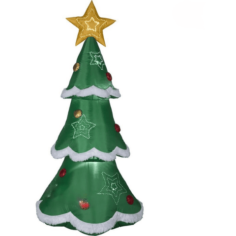 Gemmy Inflatables Christmas Inflatables 7 1/2' Inflatable Mixed Media Green Christmas Tree w/ Christmas Star w/ Micro LEDs by Gemmy Inflatable