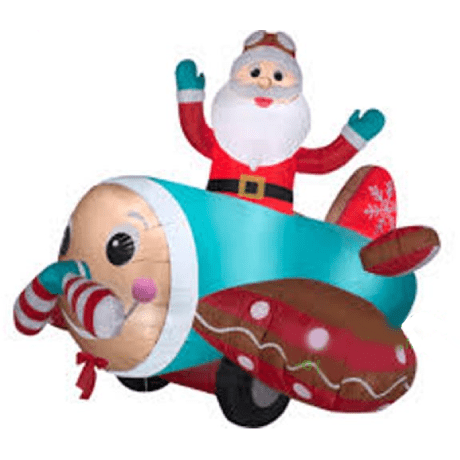 Gemmy Inflatables Christmas Inflatables 7' Animated Santa in Gingerbread Airplane by Gemmy Inflatables 12450 7' Animated Santa in Gingerbread Airplane by Gemmy Inflatables SKU# 12450
