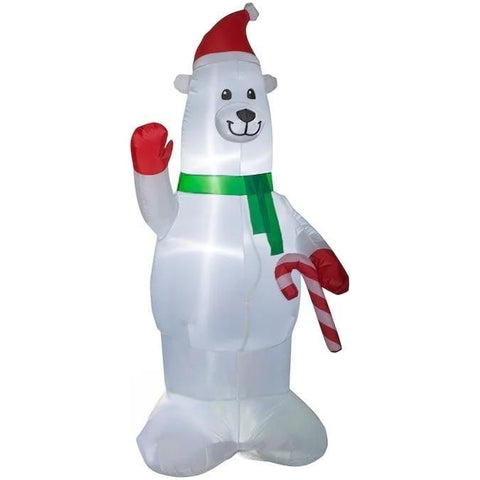 Gemmy Inflatables Christmas Inflatables 7' Christmas Polar Bear Wearing Santa Hat Holding A Candy Cane by Gemmy Inflatable 7' Mixed Media Sheep Dog Wearing A Santa Hat & Red Scarf SKU# 115382