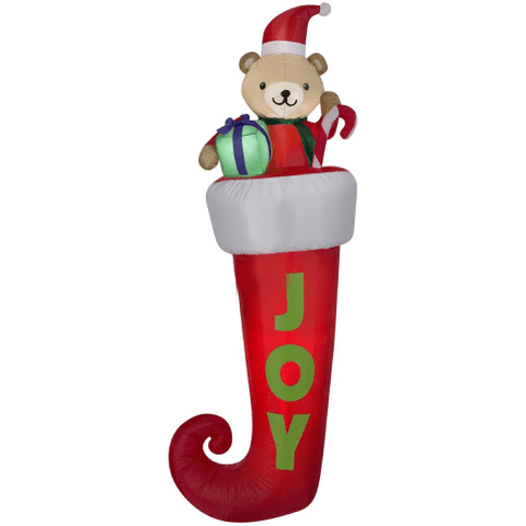 Gemmy Inflatables Christmas Inflatables 7' Hanging Teddy Bear In  "Joy " Stocking by Gemmy Inflatables 14982 7' Hanging Teddy Bear In  "Joy " Stocking by Gemmy Inflatables SKU# 14982