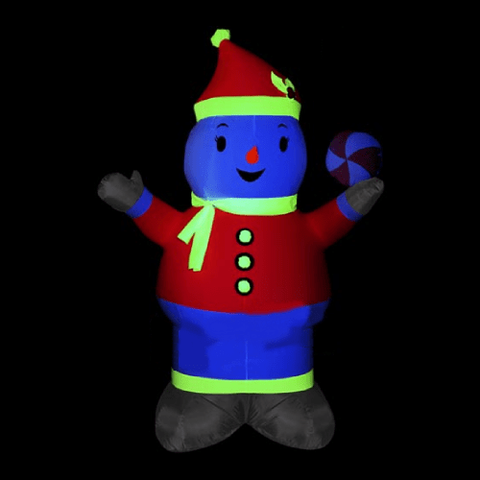 Gemmy Inflatables Christmas Inflatables 7' Neon Snowman Holding a Peppermint Candy by Gemmy Inflatables 87370 7' Neon Snowman Holding a Peppermint Candy by Gemmy Inflatables SKU# 87370