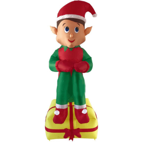 Gemmy Inflatables Christmas Inflatables 7' Santa's Elf on Present by Gemmy Inflatables Y1369A 7' Santa's Elf on Present by Gemmy Inflatables SKU# Y1369A